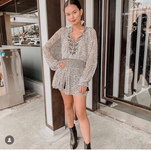 Karina Grimaldi Vintage Print Mini‎ Dress in Gray XS - Picture 1 of 8